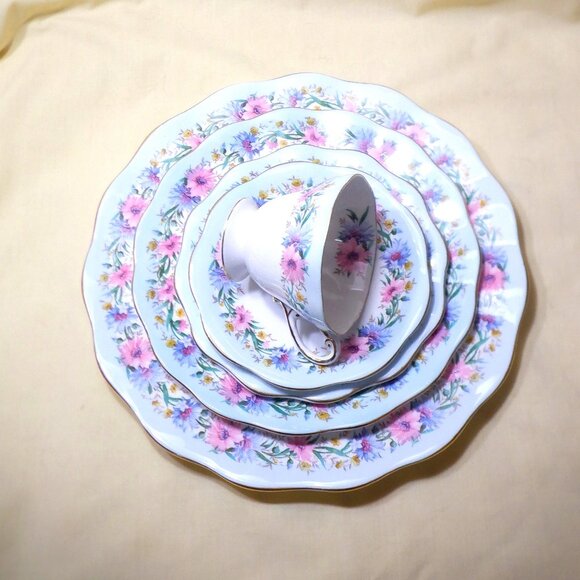 VINTAGE ~ 1900's ~ E.B.FOLEY CORN FLOWER ~ 5 Pc Placement Set ~ - Picture 1 of 1